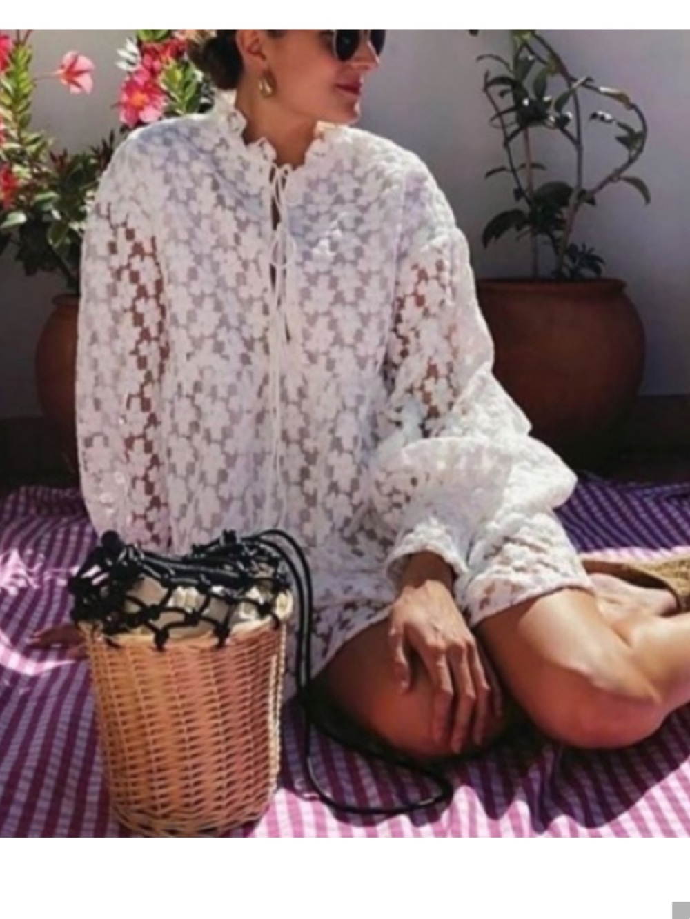 Zara white / Ivory Floral Lace babydoll heavy Tunic dress blogger fave M - Picture 7 of 16